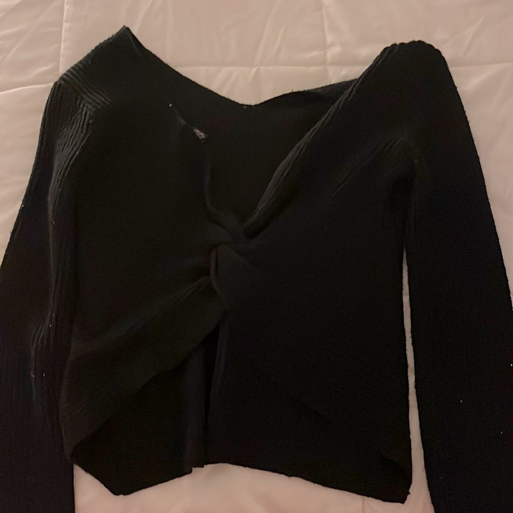 black tied back sweater